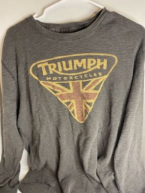 Lucky Brand Gray Crewneck Sweater with Yellow Triumph Logo